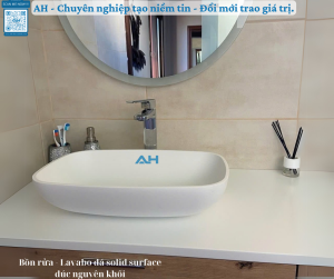 LAVABO / CHẬU RỬA MẶT - NỔI ĐẶT BÀN ĐÚC NGUYÊN KHỐI TỪ ĐÁ SOLID SURFACE _ MODEL: HR-011