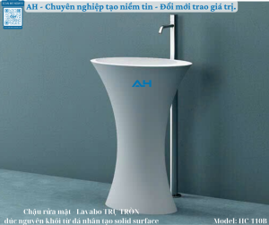 LAVABO / CHẬU RỬA MẶT - TRỤ ĐỨNG ĐÚC NGUYÊN KHỐI TỪ ĐÁ SOLID SURFACE_ MODEL: HC-110B