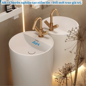 LAVABO / CHẬU RỬA MẶT - TRỤ ĐỨNG ĐÚC NGUYÊN KHỐI TỪ ĐÁ SOLID SURFACE_ MODEL: HC-110A