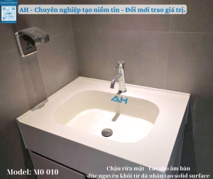 LAVABO CHỮ NHẬT TRÒN ÂM BÀN ĐÁ SOLID SURFACE - M0-010