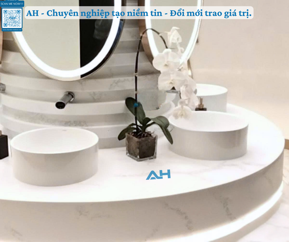 LAVABO LIỀN MẶT BÀN ĐÁ SOLID SURFACE