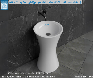 LAVABO / CHẬU RỬA MẶT - TRỤ ĐỨNG ĐÚC NGUYÊN KHỐI TỪ ĐÁ SOLID SURFACE_ MODEL: HC-110B