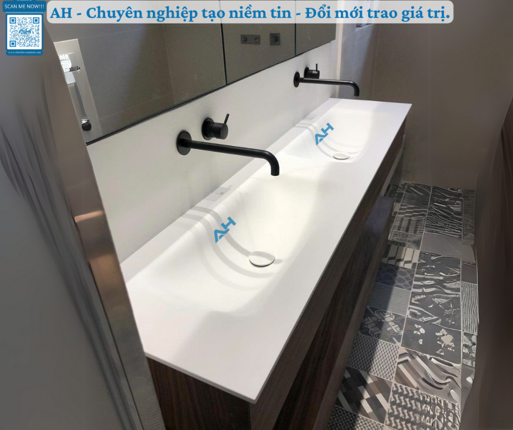 AH thi công lavabo liền mặt bàn chống bám bẩn – chống nấm mốc cho khu vực công cộng tại Trà Vinh, Sóc Trăng, Bạc Liêu. Bền – sạch – an toàn – dễ bảo trì.