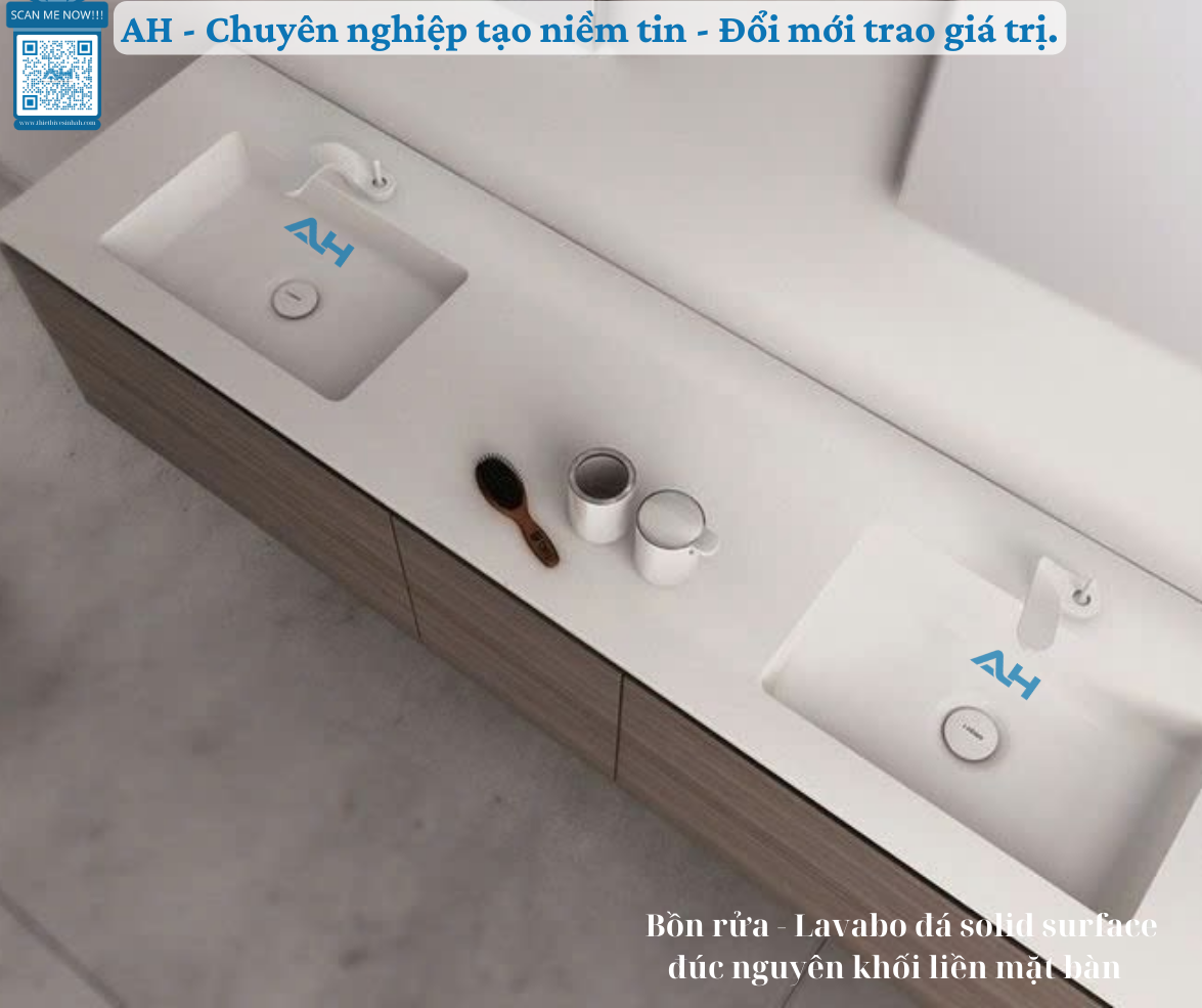 AH chuyên lắp đặt lavabo solid surface uy tín ở Huế