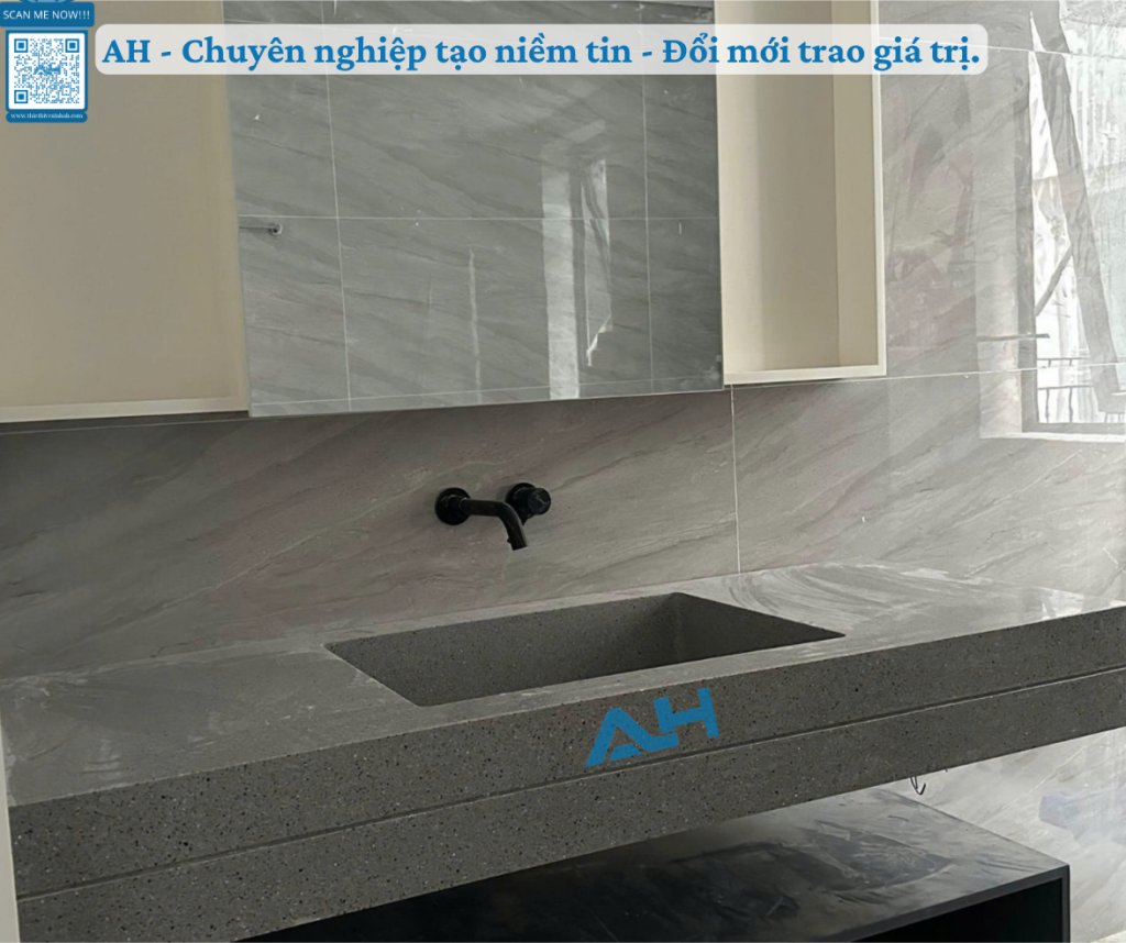 thi công Lavabo Liền Mặt Bàn Chống Bám Bẩn Solid Surface cho dự án dịch vụ tại Kiên Giang