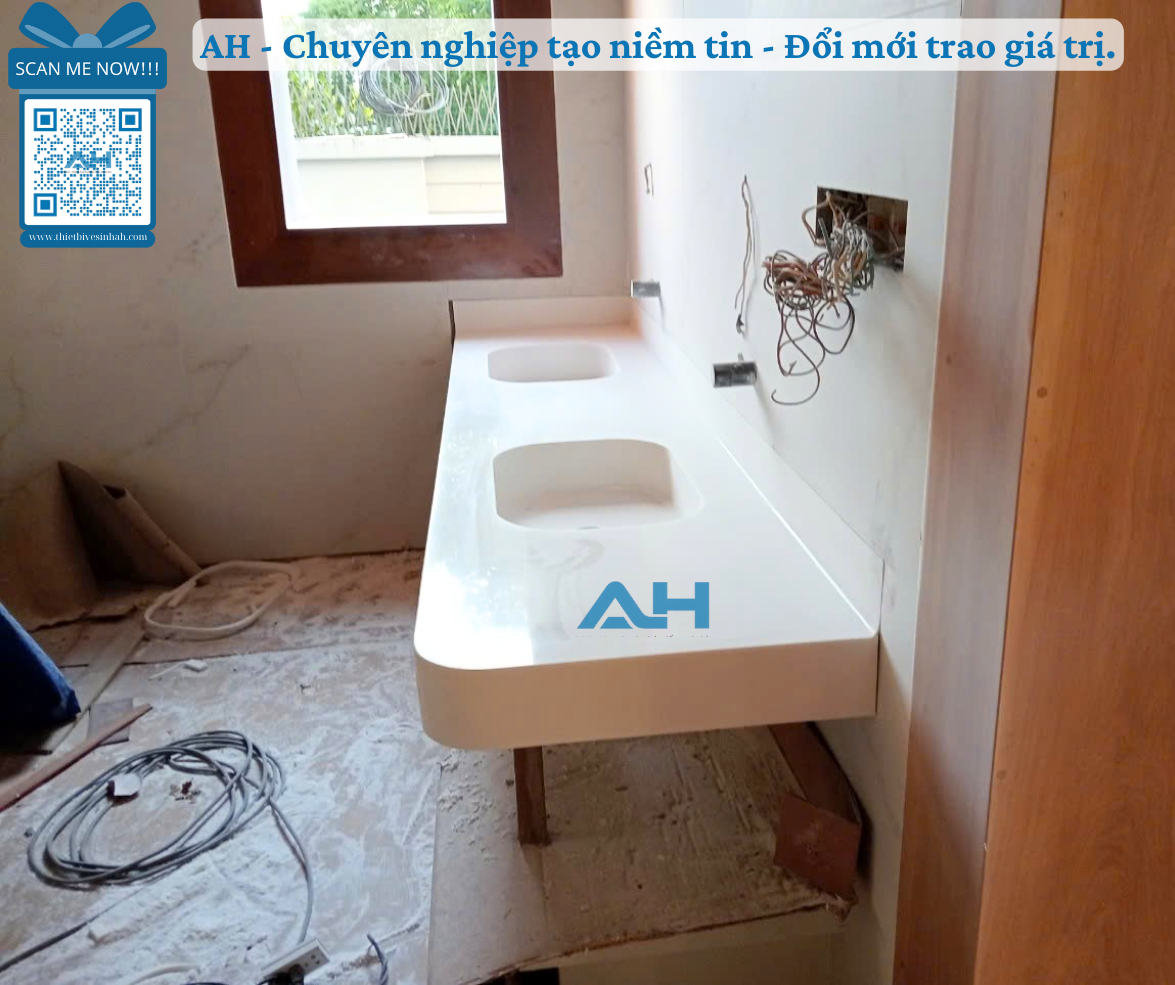 Báo giá thi công lavabo solid surface liền mặt bàn Hải Phòng trọn gói