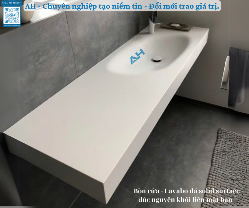 Các mẫu lavabo đá solid surface hoàn thiện tại Ninh Bình đẹp mắt