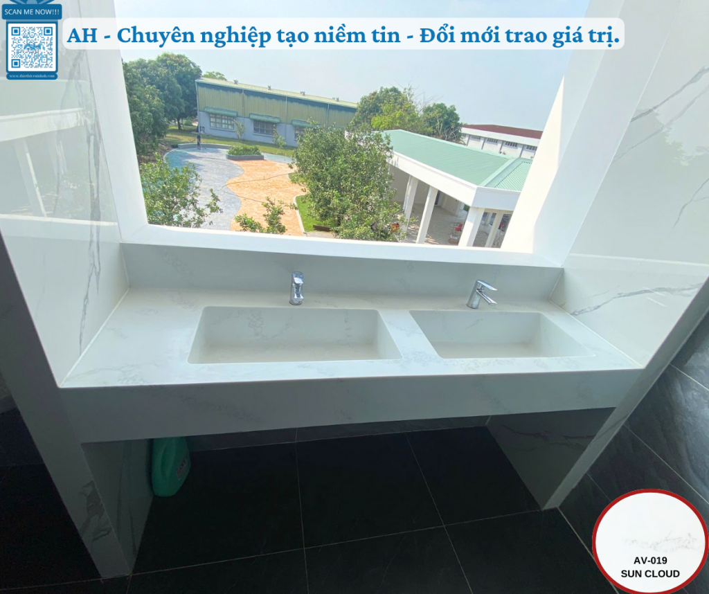 Lắp đặt lavabo solid surface liền mặt bàn tại Điện Biên chất lượng