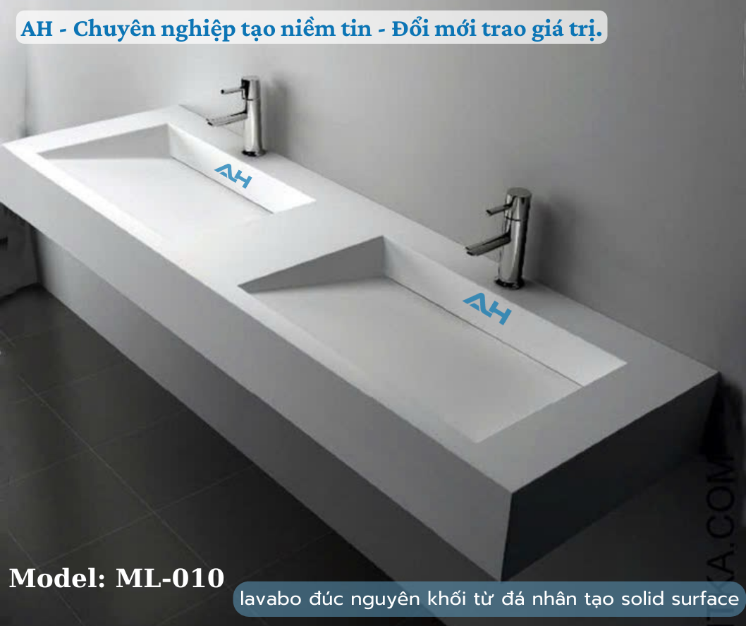 Lavabo solid surface thiết kế riêng cho phòng tắm ở Hội An