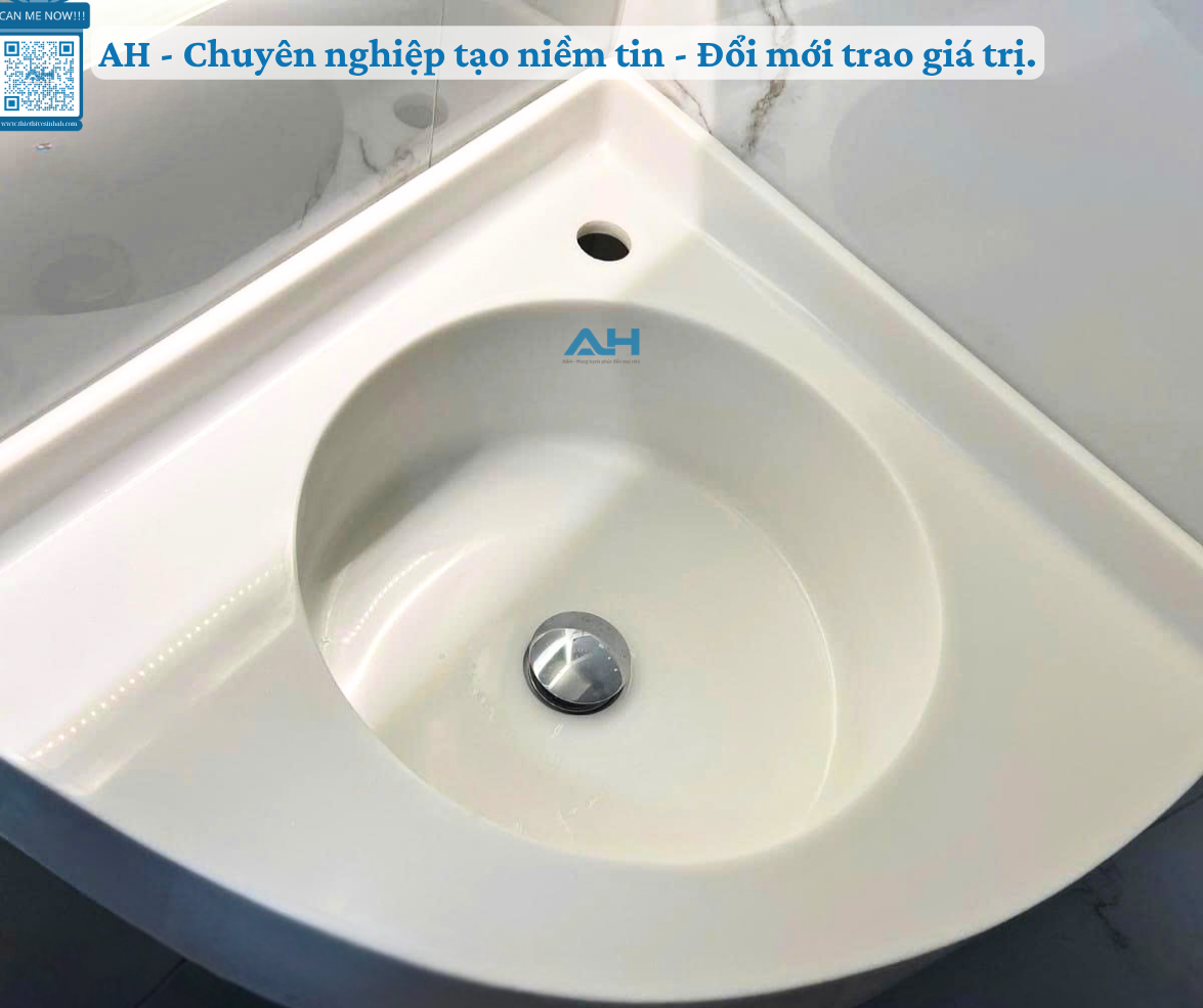 Thiết Bị Vệ Sinh AH - lavabo solid surface liền mặt bàn Phú Quốc uy tín