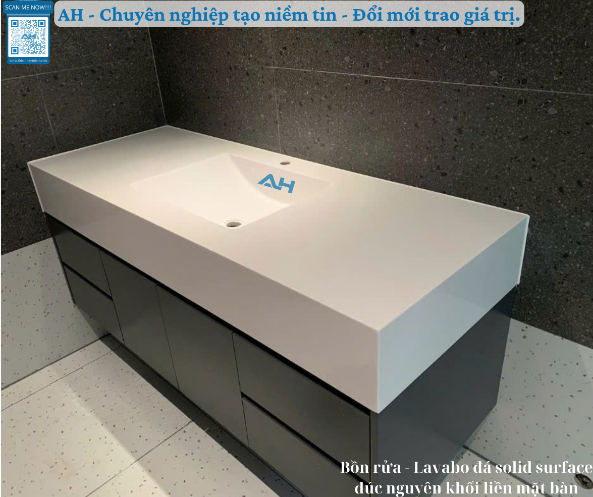 Hoàn thiện lavabo solid surface liền mặt bàn tại Vĩnh Phúc bao nhiêu?