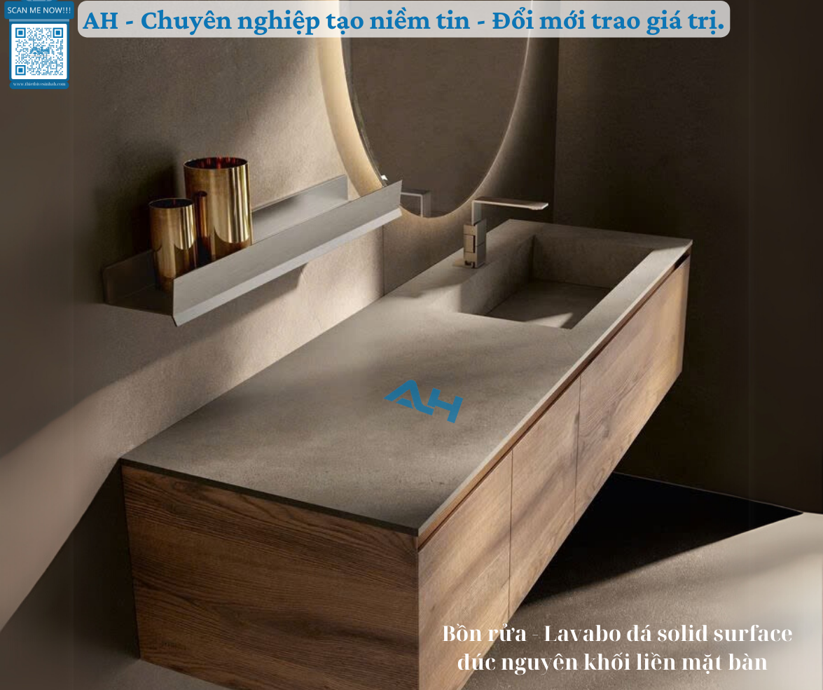 So sánh lavabo solid surface và đá tự nhiên