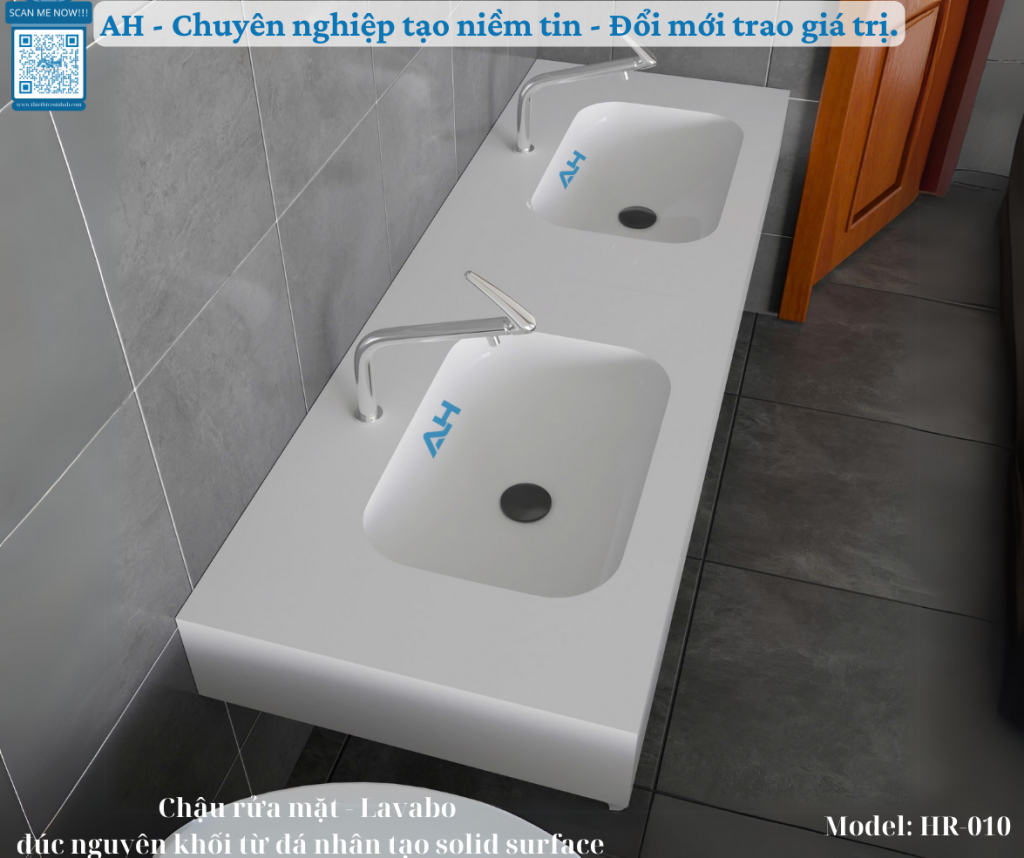 Đơn vị chuyên lắp đặt lavabo solid surface đúc nguyên khối tại Thanh Hóa