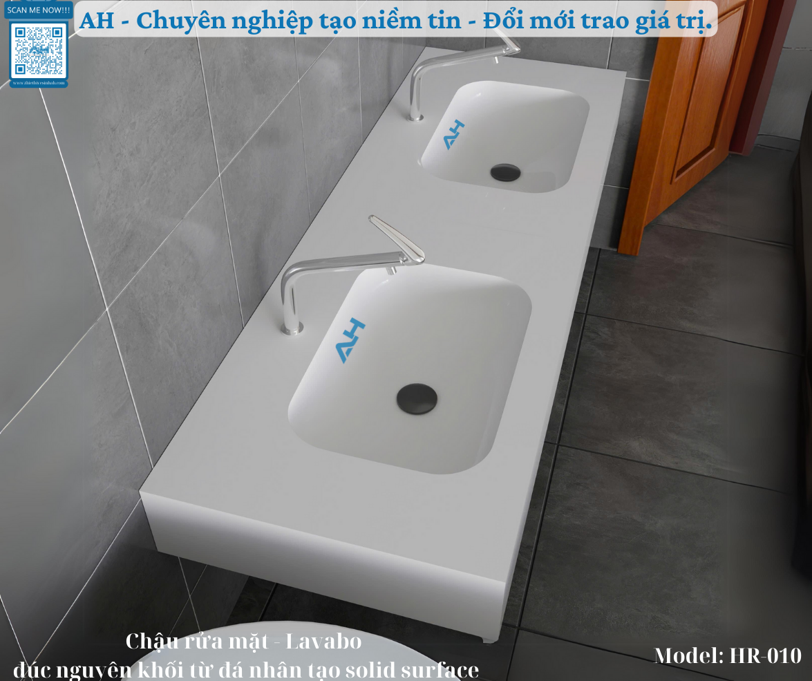 Đơn vị chuyên lắp đặt lavabo solid surface đúc nguyên khối tại Thanh Hóa