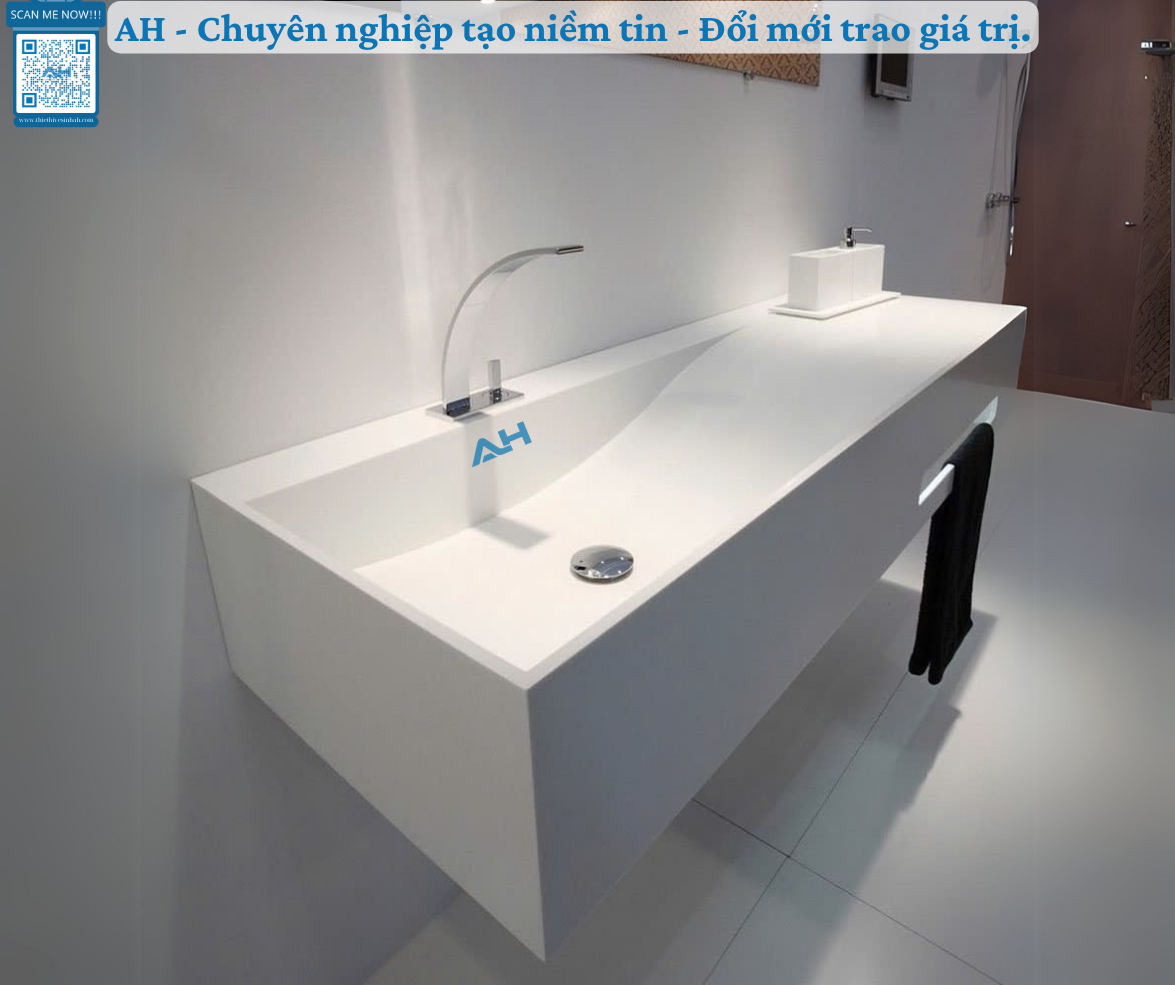 Kon Tum lắp đặt lavabo solid surface chống thấm kiểu dáng theo yêu cầu
