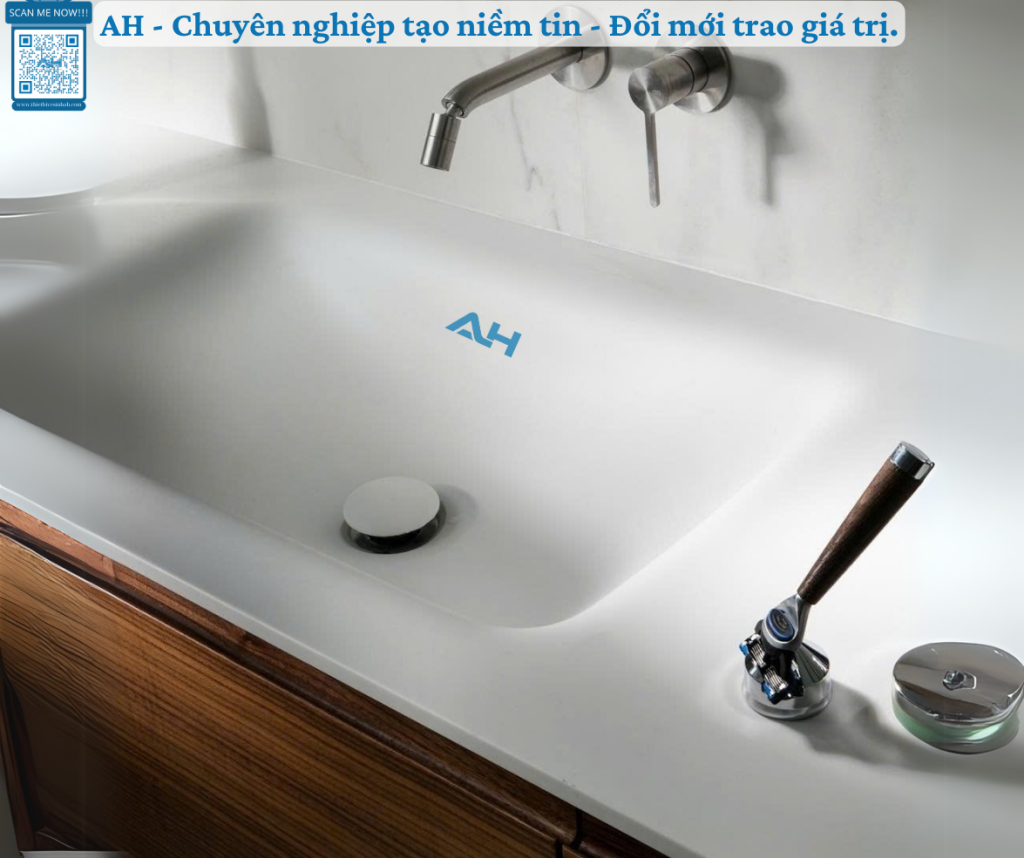 Xu hướng lavabo solid surface đúc nguyên khối kháng khuẩn tại Hưng Yên