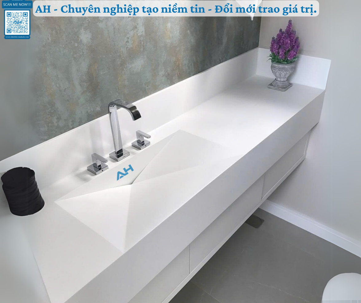 Báo giá lavabo solid surface liền mạch thi công trọn gói ở Tây Ninh