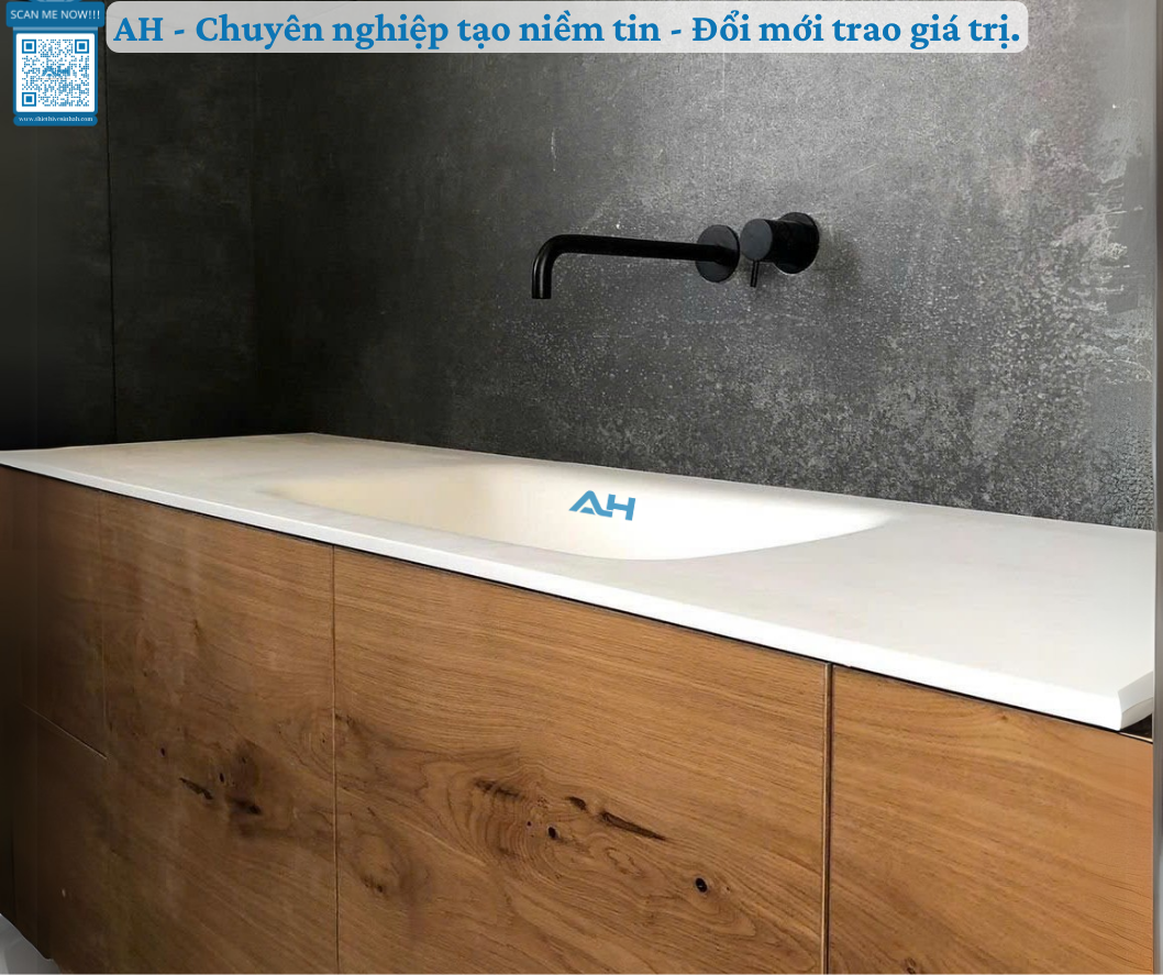 Kiến Tạo Lavabo AH Solid Surface Nguyên Khối Liền Mạch Đẳng Cấp 5 Sao Dự Án Hạ Long