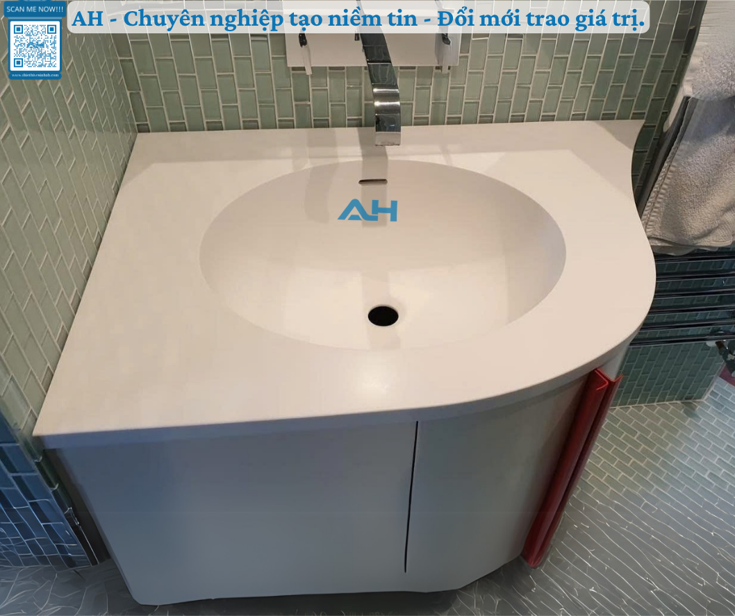 Xu Hướng Thiết Kế Phòng Tắm 2026: Sự Lên Ngôi Của Lavabo AH Đá Solid Surface Liền Khối
