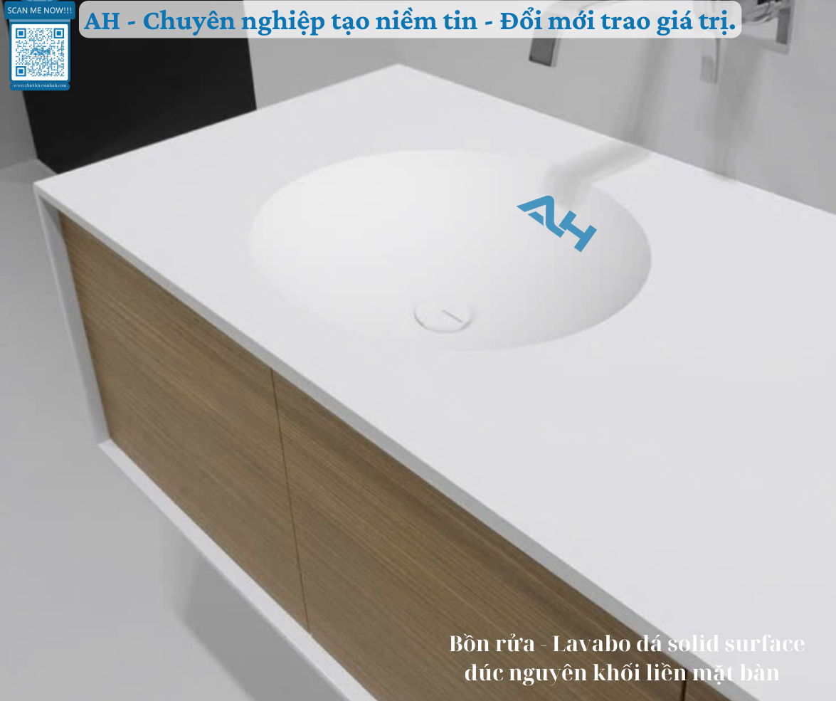SO SÁNH LAVABO AH ĐÁ SOLID SURFACE VỚI INAX, TOTO, ĐÁ TỰ NHIÊN…