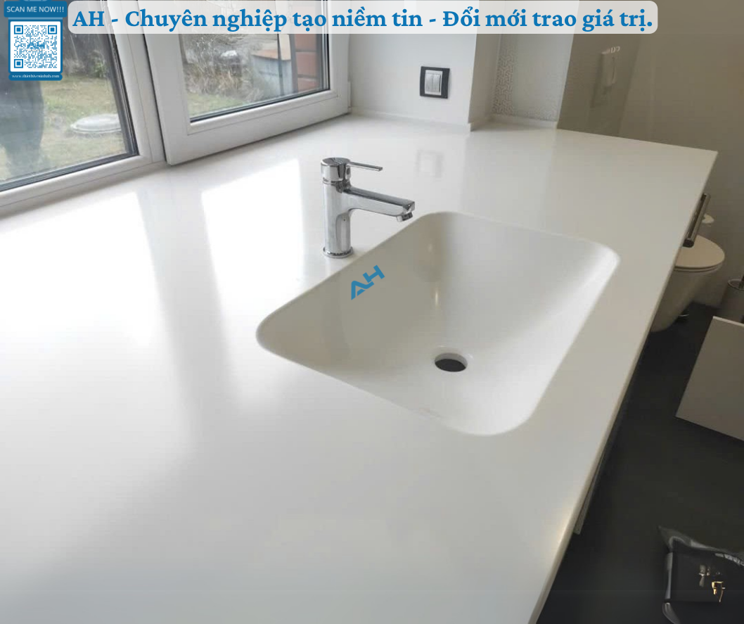 Lavabo AH Solid Surface Và Kỷ Nguyên Đúc Liền Khối - Tạm Biệt Keo Silicon Mất Thẩm Mỹ 