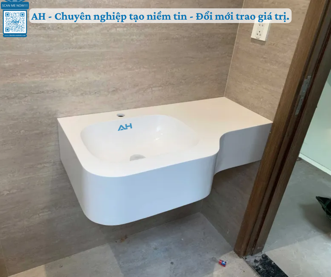 Cách Tối Ưu Phòng Tắm Nhỏ Nhưng Vẫn Sang Trọng Với Lavabo AH Đá Solid Surface