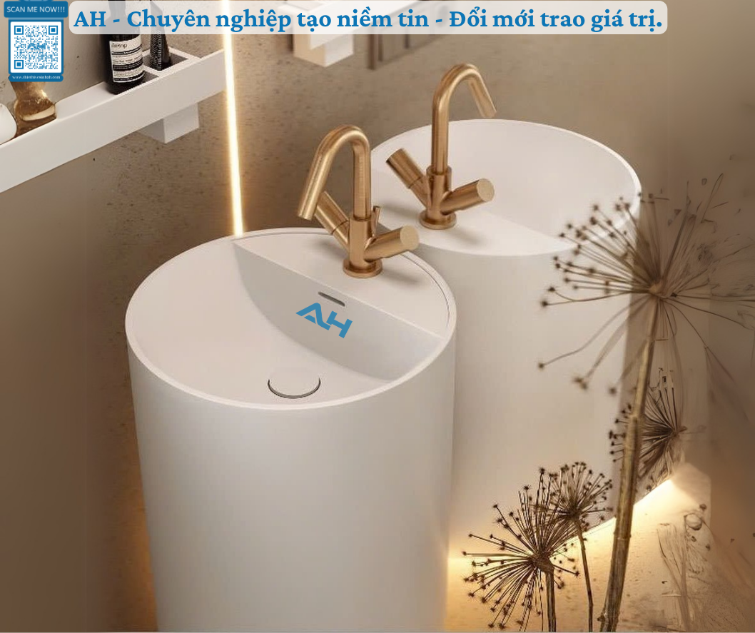 Vẻ Đẹp Vượt Thời Gian Với Lavabo Đá Solid Surface Đúc Nguyên Khối