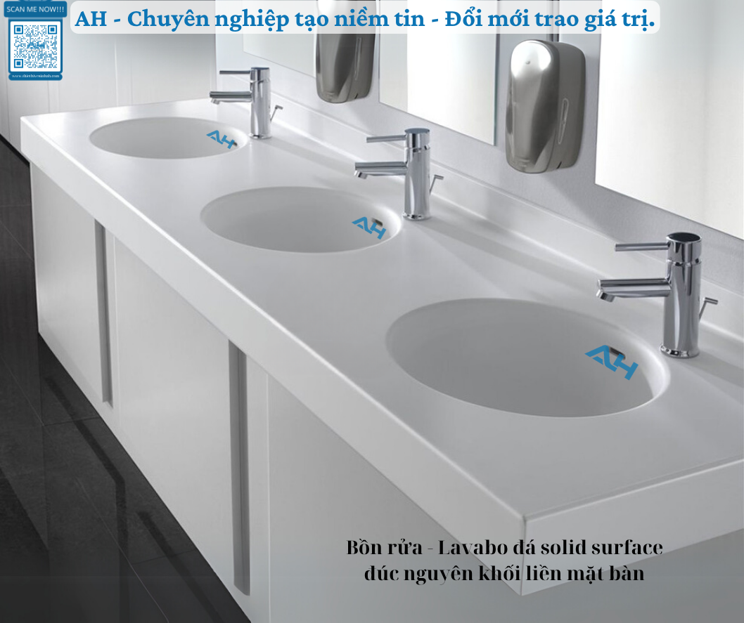Lavabo Đá Solid Surface – Giải Pháp Toàn Diện Cho Phòng Tắm Dễ Vệ Sinh Và Hạn Chế Tích Tụ Vi Khuẩn