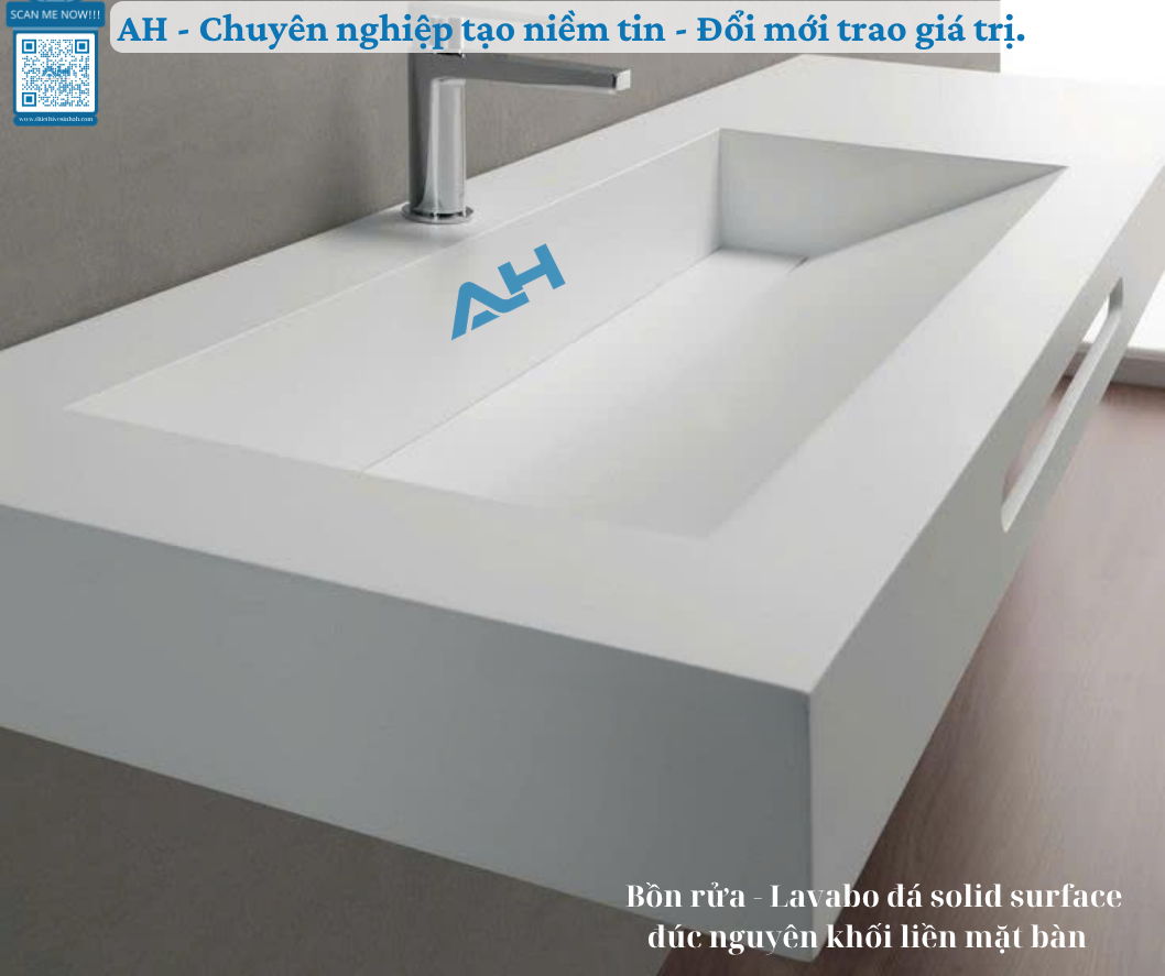 Nâng Tầm Phong Cách Sống Thượng Lưu Với Lavabo Solid Surface Đúc Nguyên Khối Độc Bản